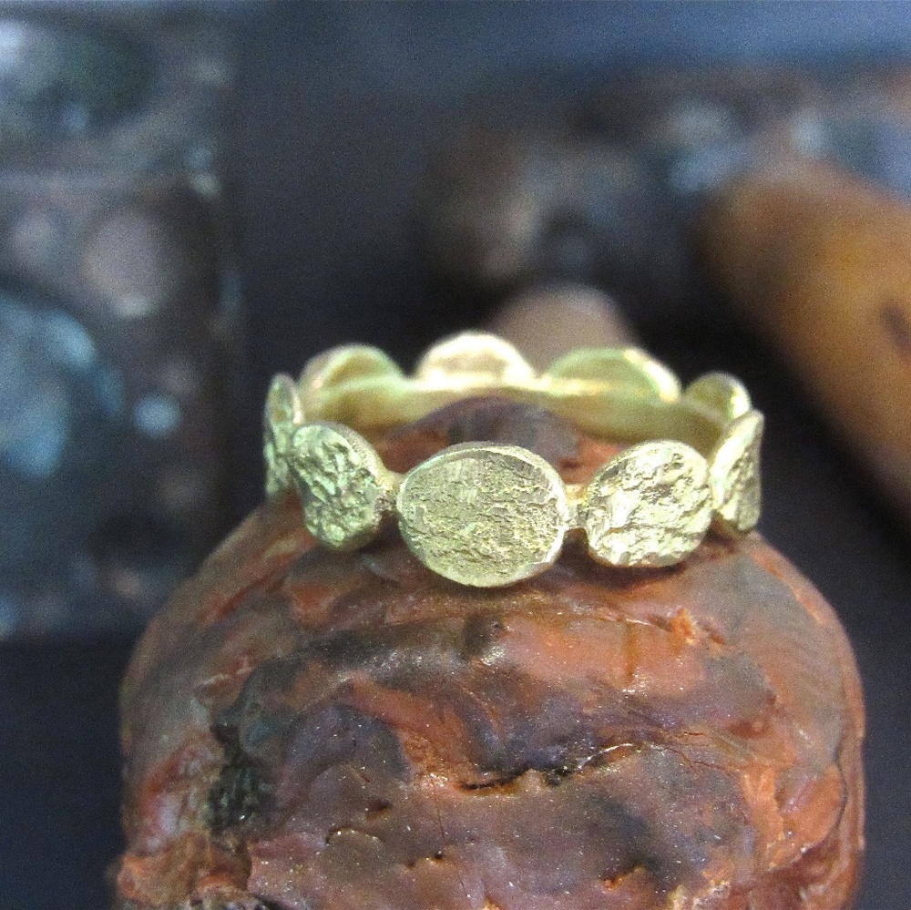 Wedding ring - 14k solid yellow gold unisex Wedding band - UNIQUE handmade